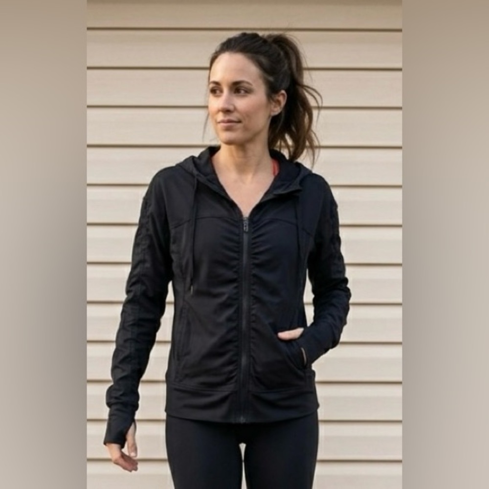 Lucy Activewear Black Zip-up Hooded Jacket Size Medium